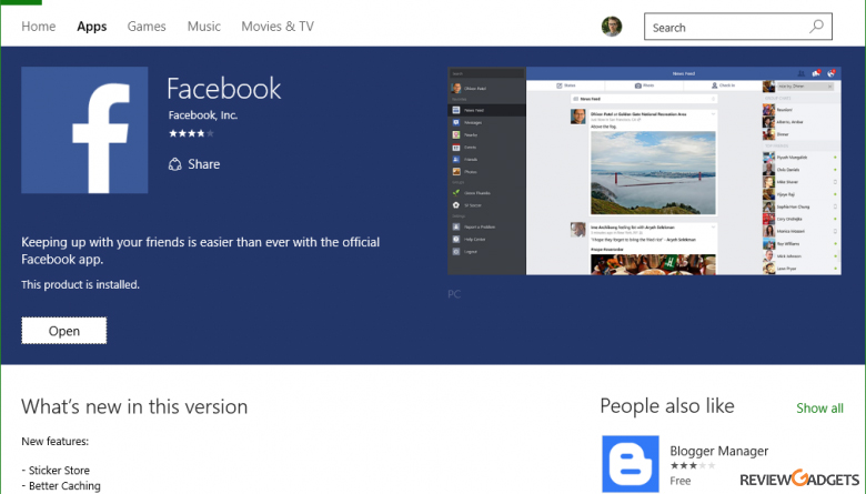 Facebook App for Windows 10